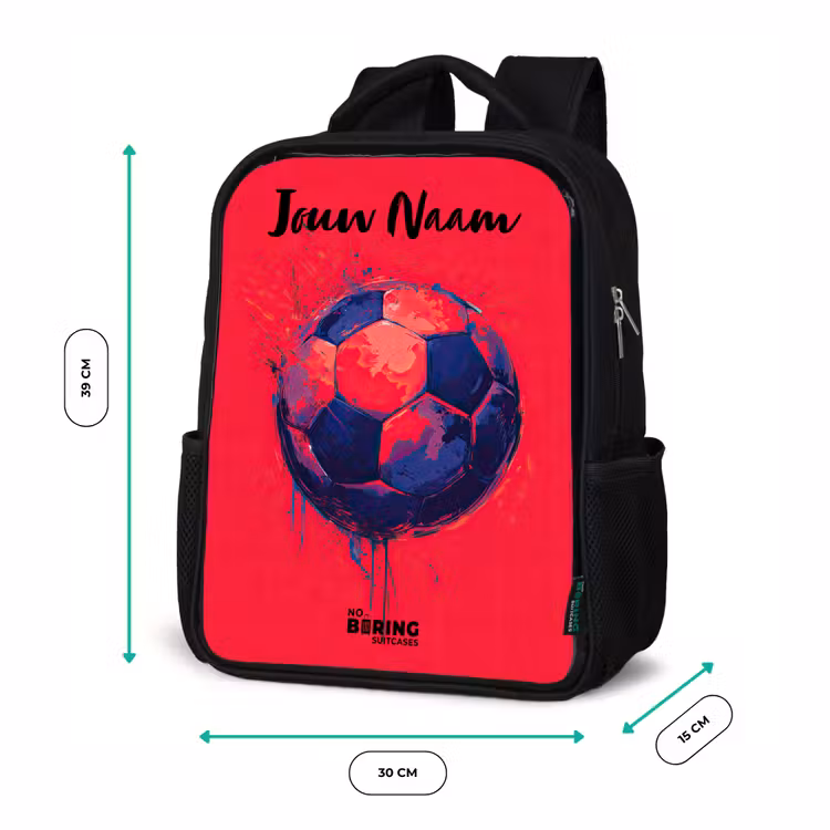 Kinderrugzak met naam - Zwart - Voetbalvibes - Verf - Blauw - Rood — 5