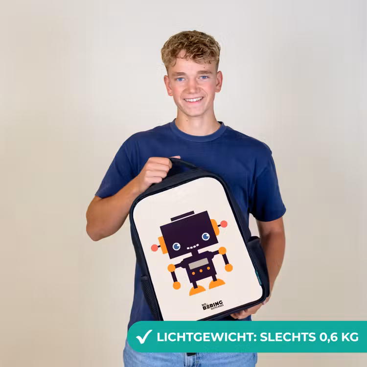Kinderrugzak - Zwart - Zwarte robot met oranje accenten — 2