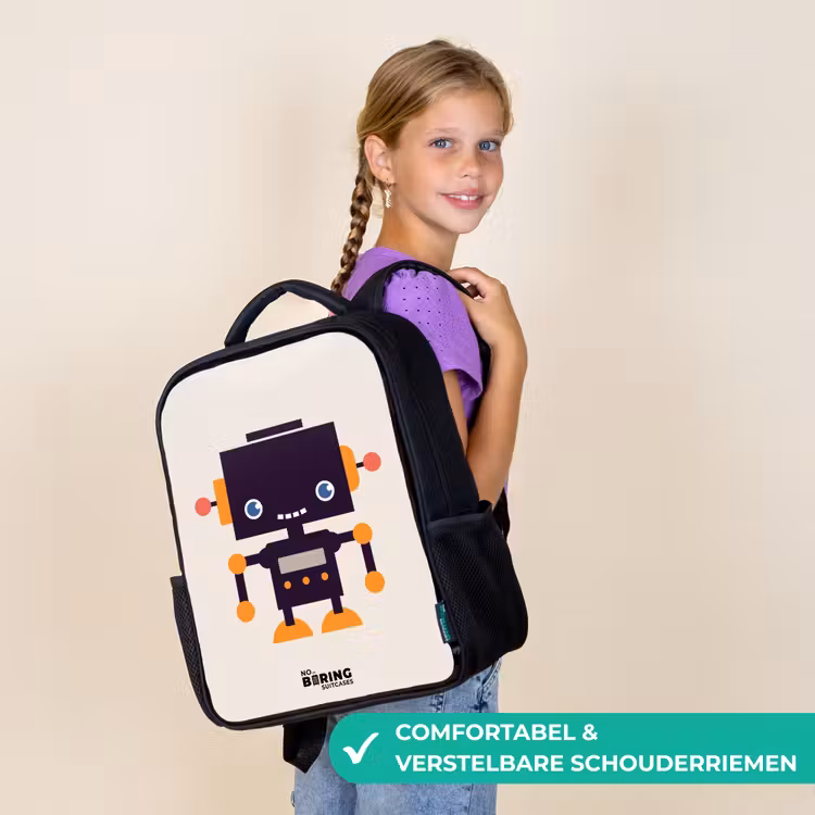Kinderrugzak - Zwart - Zwarte robot met oranje accenten — 3