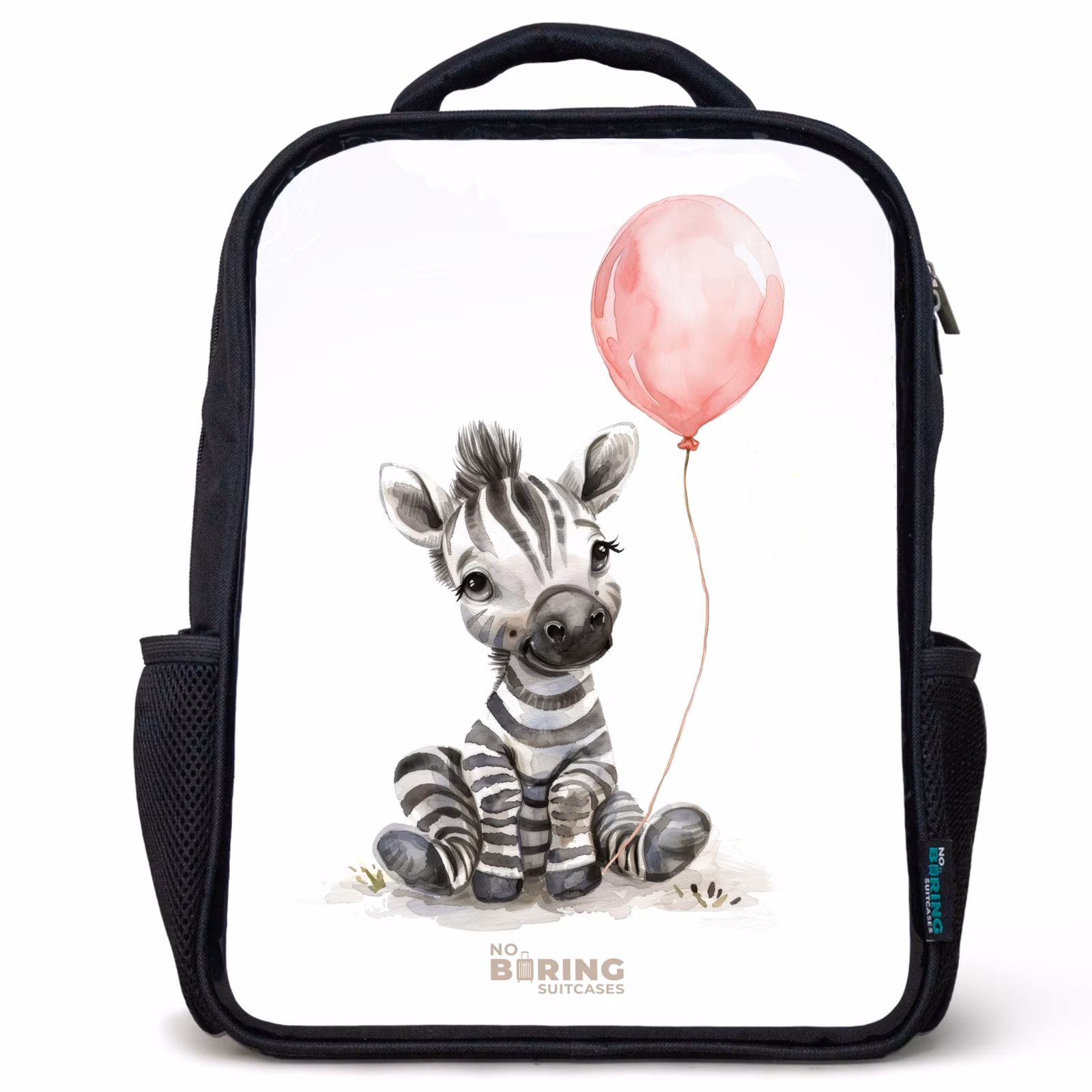 Kinderrugzak - Zwart - Zebra met roze ballon β 1