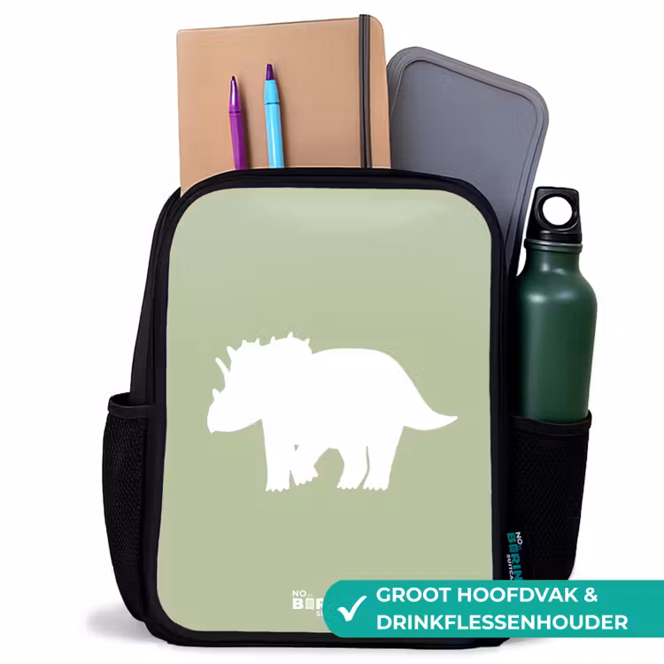 Kinderrugzak - Zwart - Groen met Triceratops dino — 4