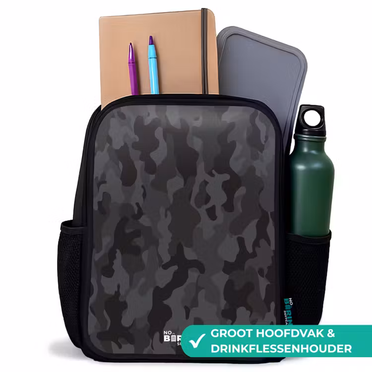 Kinderrugzak - Zwart - Groene camouflage print — 4
