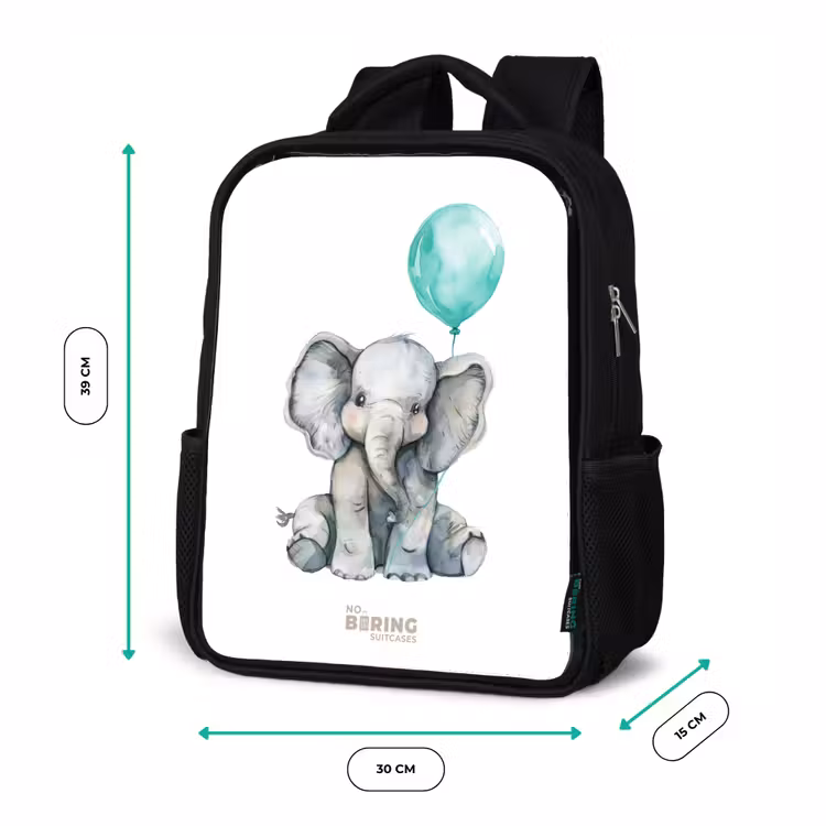 Kinderrugzak - Zwart - Olifant met blauwe ballon — 5