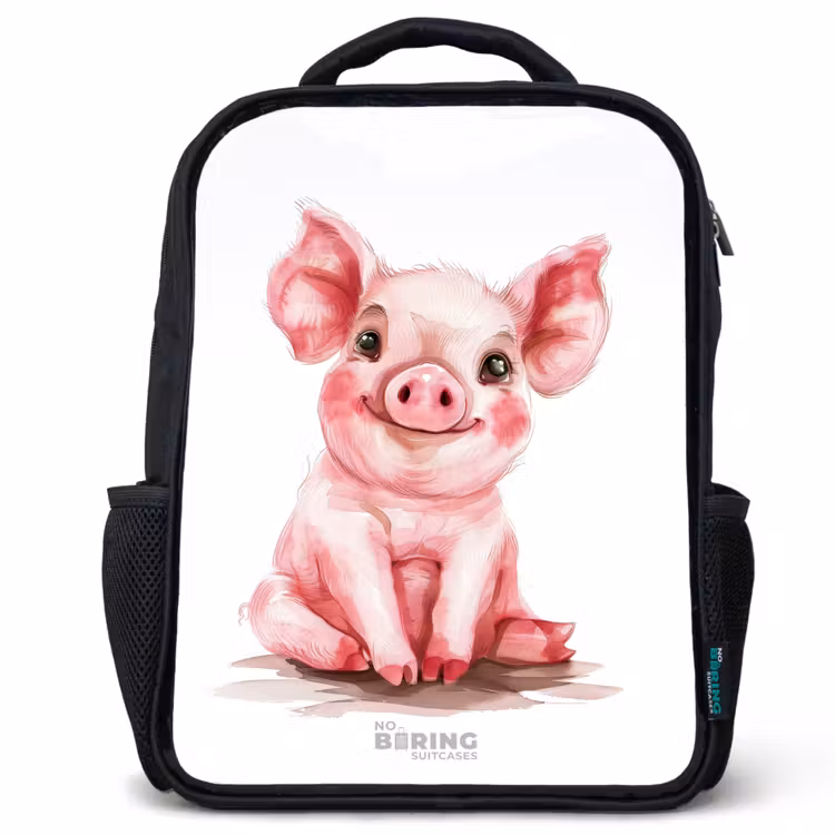 Kinderrugzak - Zwart - Roze baby varken — 1