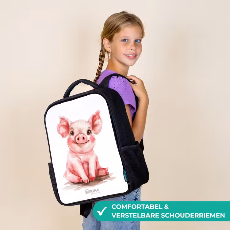 Kinderrugzak - Zwart - Roze baby varken — 3