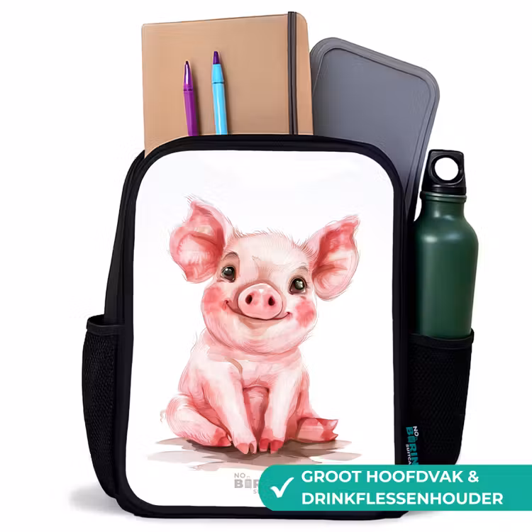 Kinderrugzak - Zwart - Roze baby varken — 4