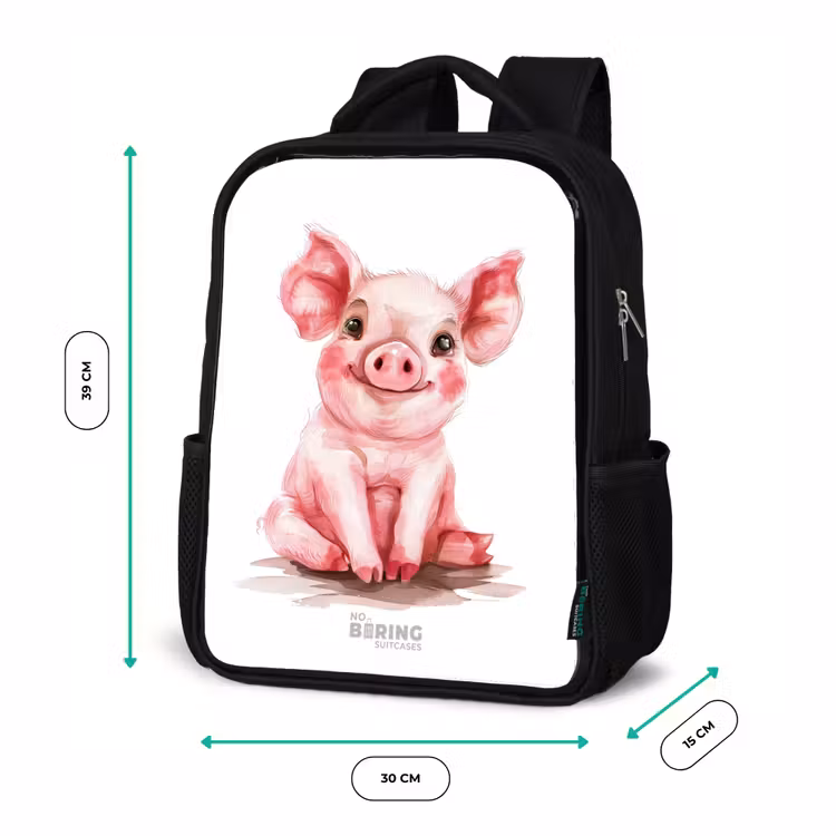 Kinderrugzak - Zwart - Roze baby varken — 5