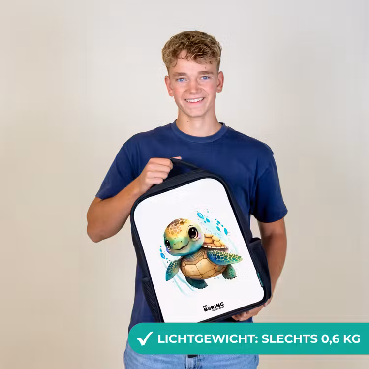 Kinderrugzak - Zwart - Schildpad - Waterverf - Kleuren - Dieren — 2
