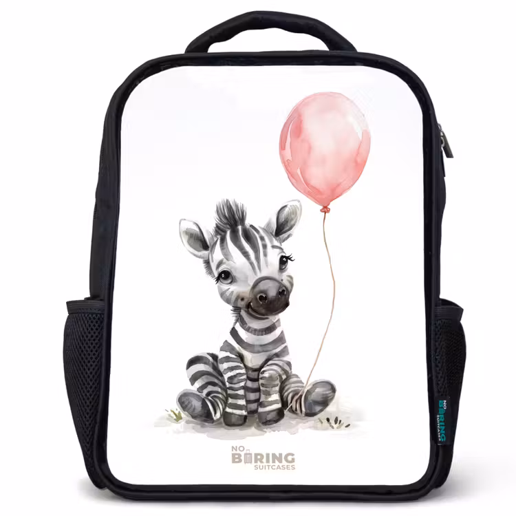 Kinderrugzak - Zwart - Zebra met roze ballon β 1