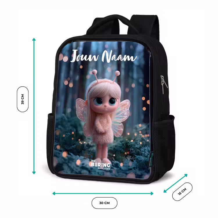 Kinderrugzak met naam - Zwart - Fairy - Bos - Glitters — 5
