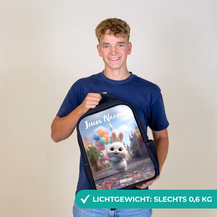 Kinderrugzak met naam - Zwart - konijn - Ballonnen — 2