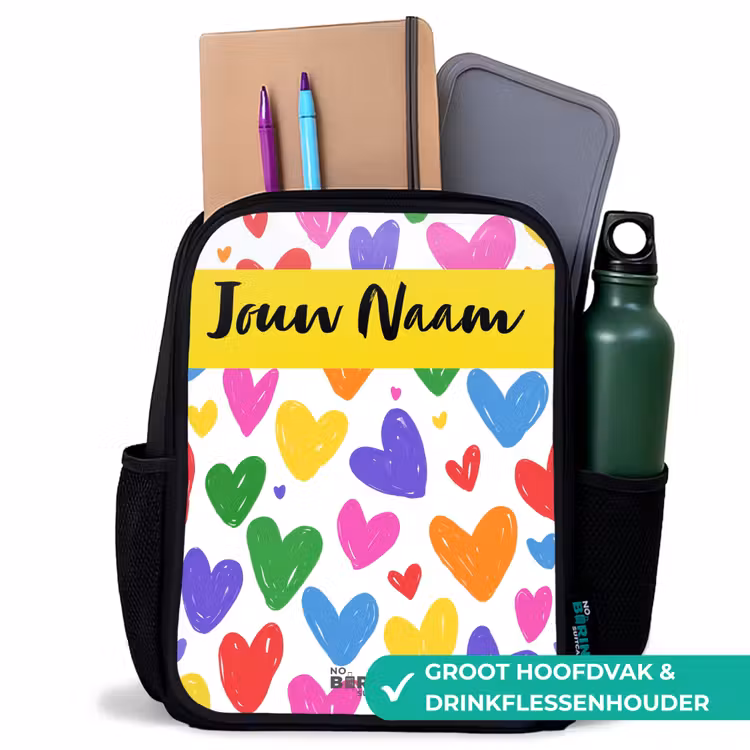 Kinderrugzak met naam - Zwart - Hartjes - Patroon - Kleurrijk — 4