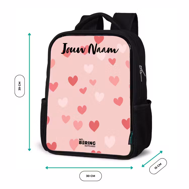 Kinderrugzak met naam - Zwart - Hartjes - Patroon - Roze β 5