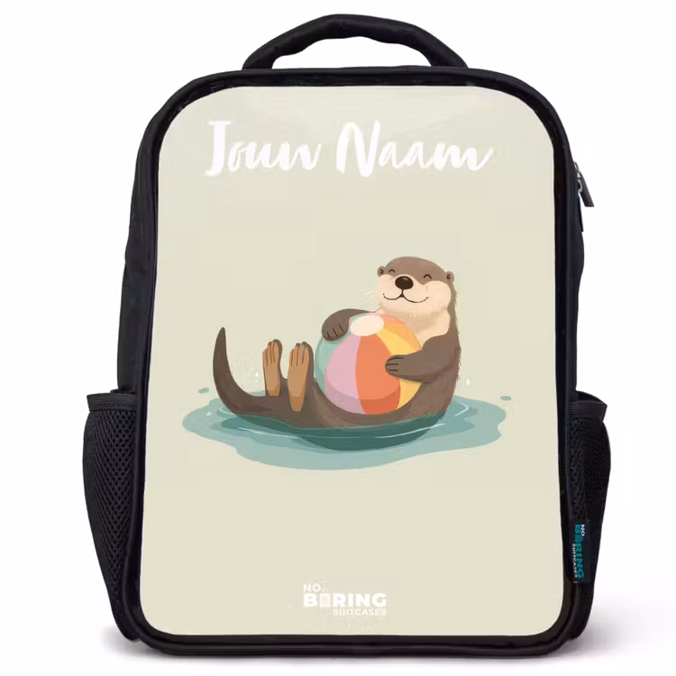 Kinderrugzak met naam - Zwart - Otter - Strandbal - Water — 1
