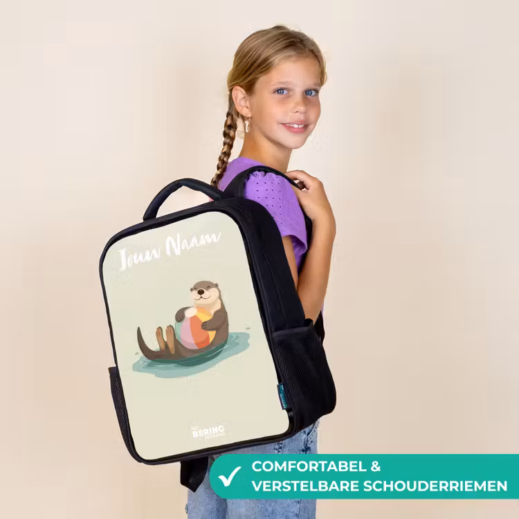 Kinderrugzak met naam - Zwart - Otter - Strandbal - Water — 3