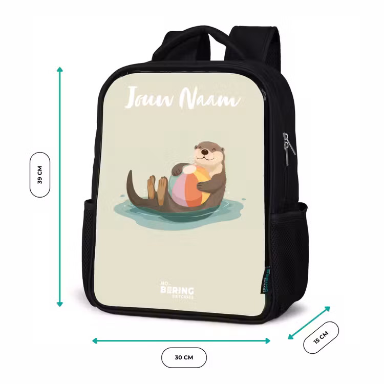 Kinderrugzak met naam - Zwart - Otter - Strandbal - Water — 5