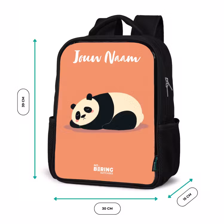 Kinderrugzak met naam - Zwart - Panda - Slapen - Oranje — 5