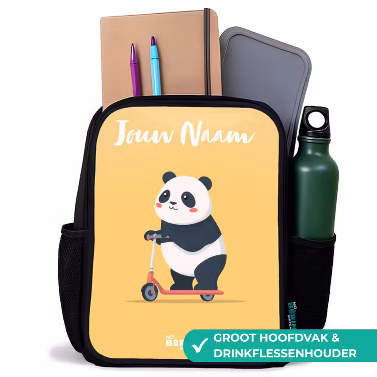 Kinderrugzak met naam - Zwart - Panda - Step - Geel — 4