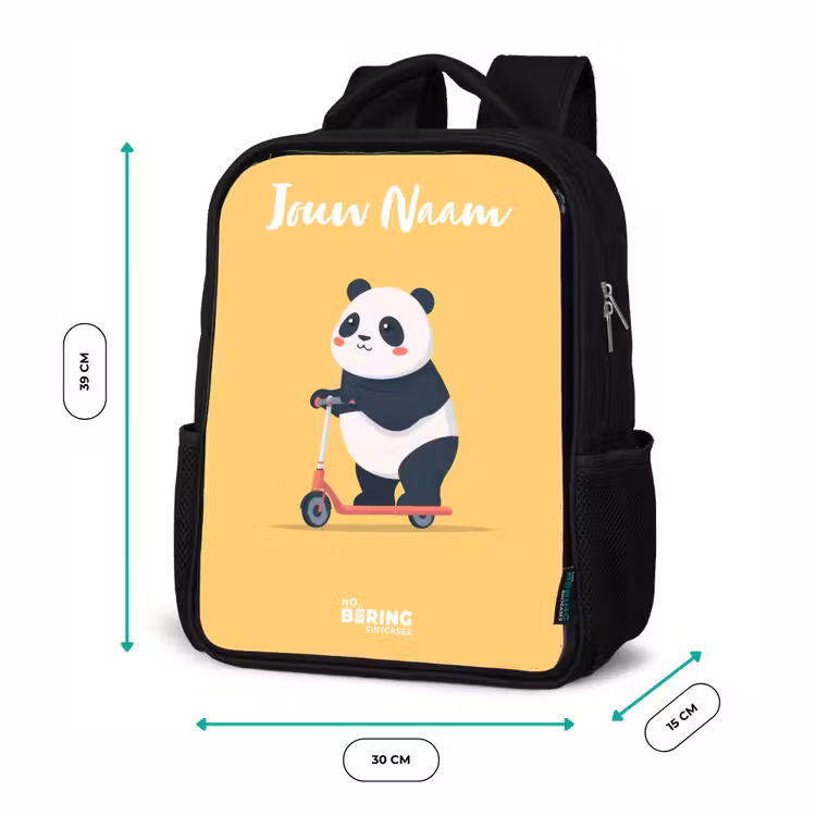 Kinderrugzak met naam - Zwart - Panda - Step - Geel — 5