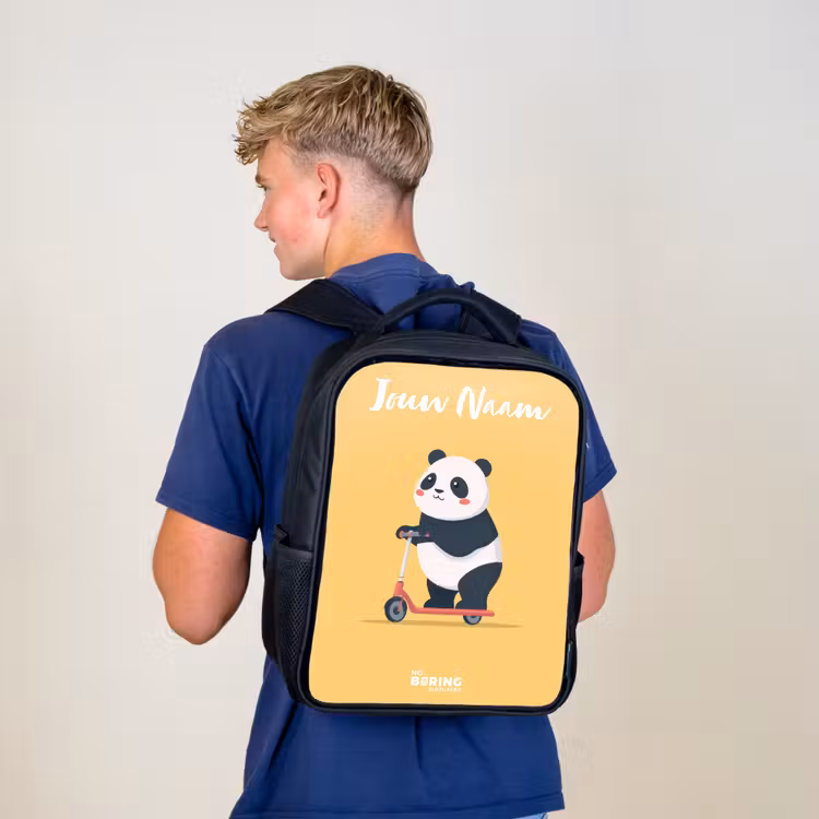 Kinderrugzak met naam - Zwart - Panda - Step - Geel — 6