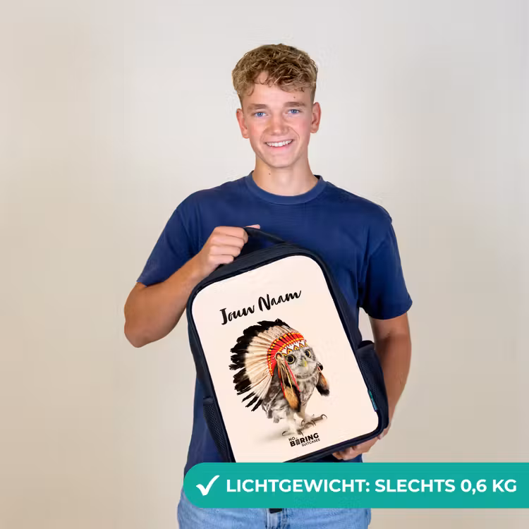 Kinderrugzak - Zwart - Uil als Indiaan — 2