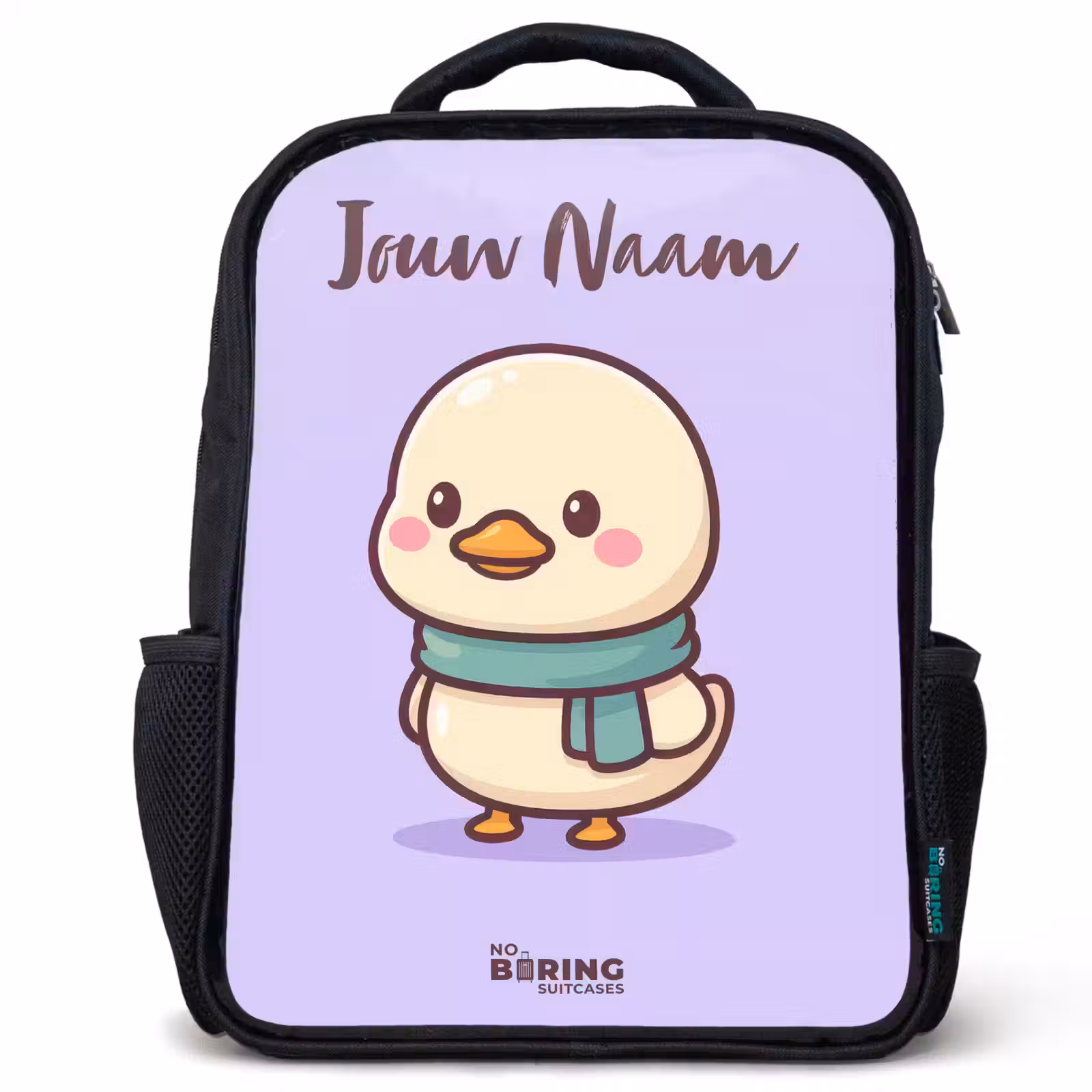 Kinderrugzak met naam - Zwart - Kawai - Eend - Sjaal — 1