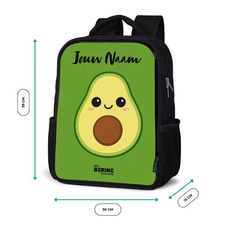 Kinderrugzak met naam - Zwart - Kawai - Avocado - Groen — 5