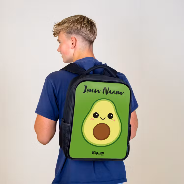 Kinderrugzak met naam - Zwart - Kawai - Avocado - Groen — 6