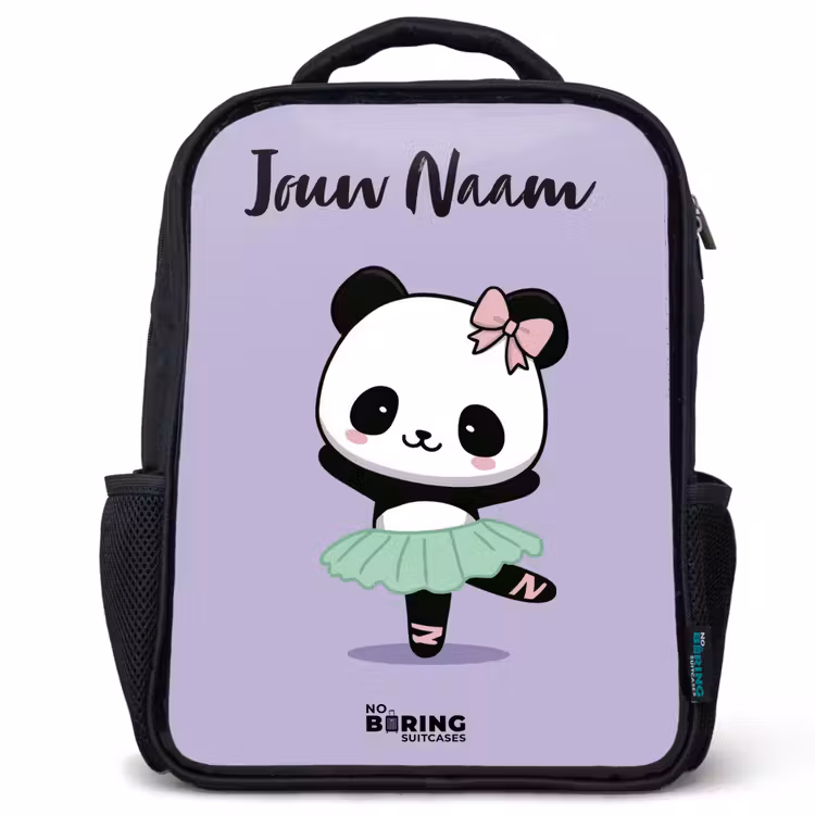 Kinderrugzak met naam - Zwart - Kawai - Ballet - Panda â 1