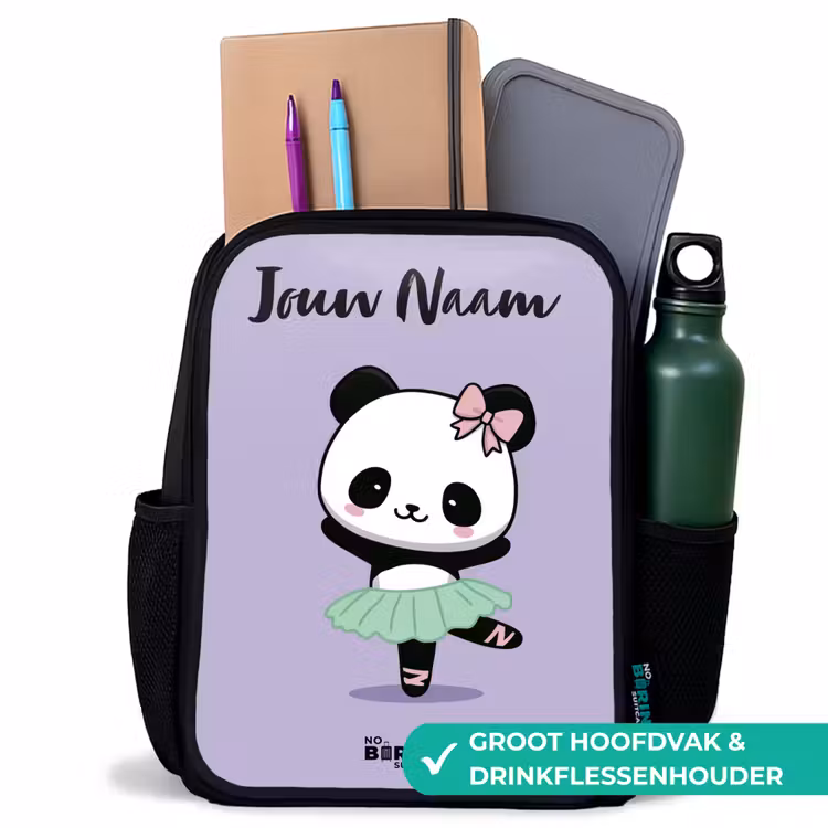 Kinderrugzak met naam - Zwart - Kawai - Ballet - Panda â 4