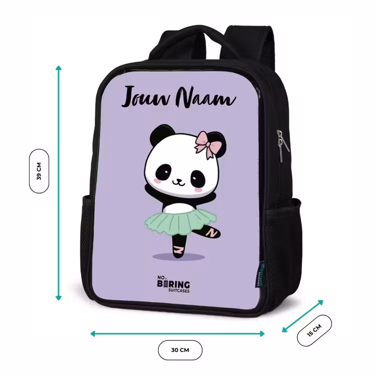 Kinderrugzak met naam - Zwart - Kawai - Ballet - Panda â 5
