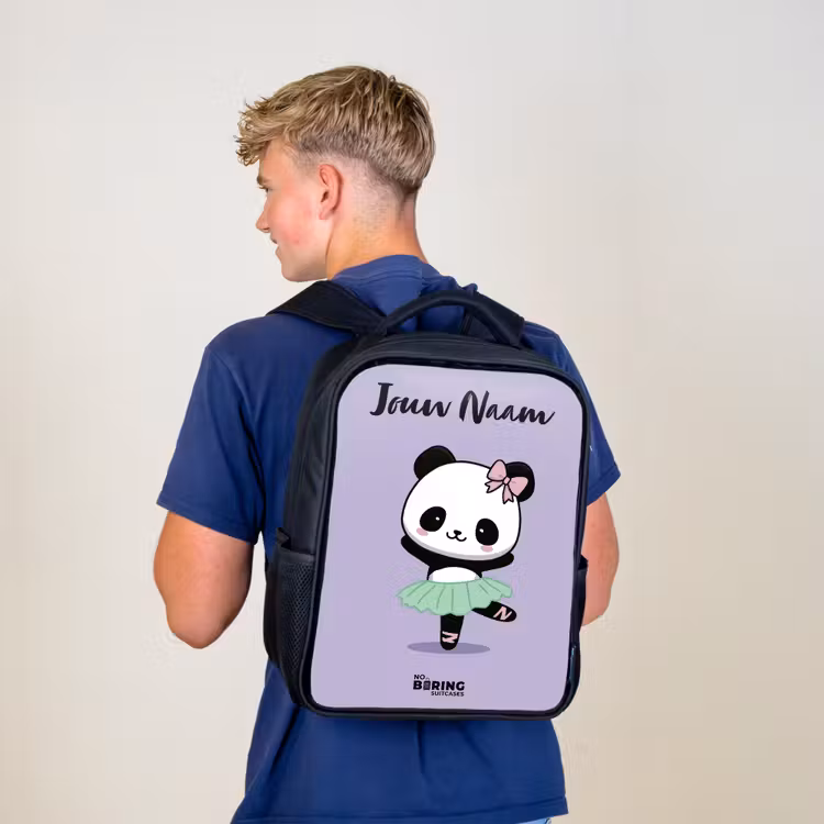 Kinderrugzak met naam - Zwart - Kawai - Ballet - Panda â 6
