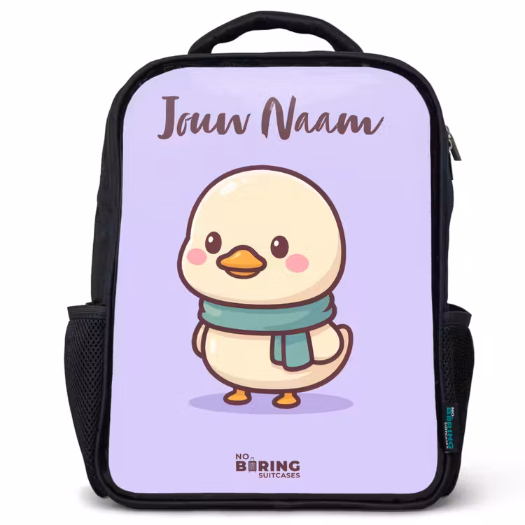Kinderrugzak met naam - Zwart - Kawai - Eend - Sjaal — 1
