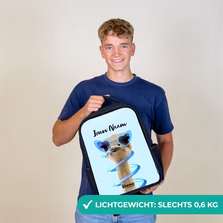 Kinderrugzak - Zwart - Sierk Struisvogel Blauw — 2