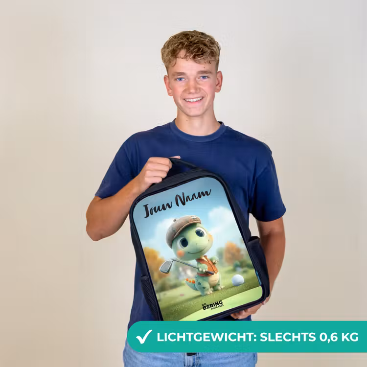Kinderrugzak met naam - Zwart - Golf - Dino - Groen — 2