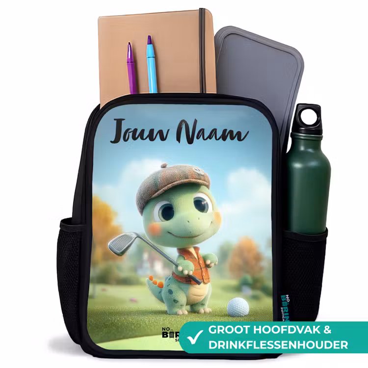Kinderrugzak met naam - Zwart - Golf - Dino - Groen — 4