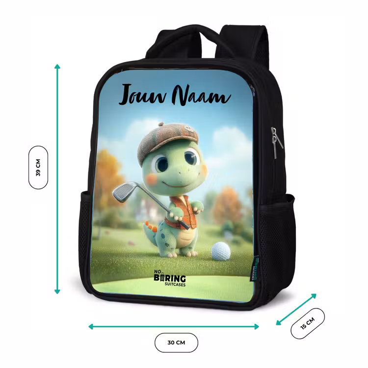 Kinderrugzak met naam - Zwart - Golf - Dino - Groen — 5