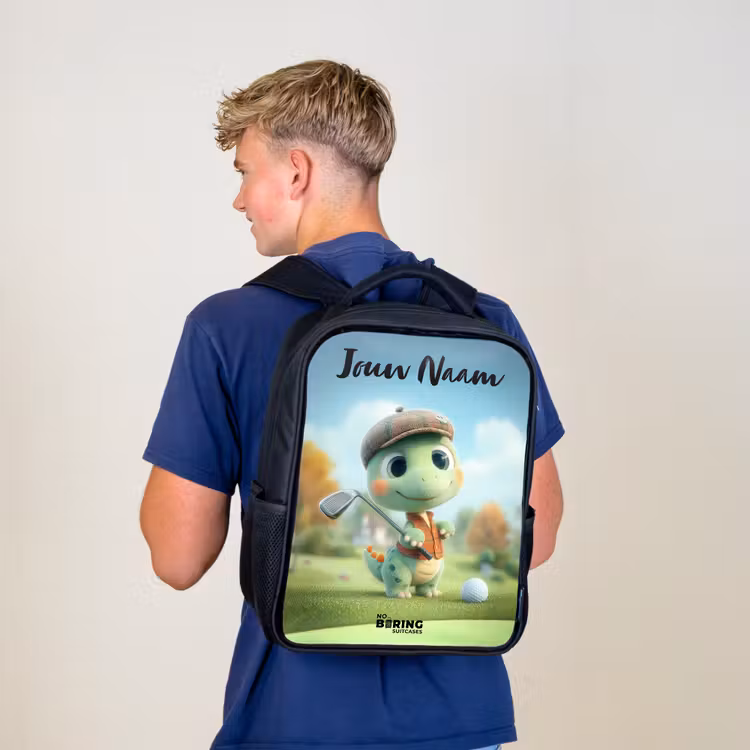Kinderrugzak met naam - Zwart - Golf - Dino - Groen — 6