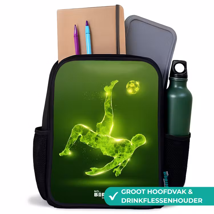 Kinderrugzak - Zwart - Groene neon omhaal in actie — 4