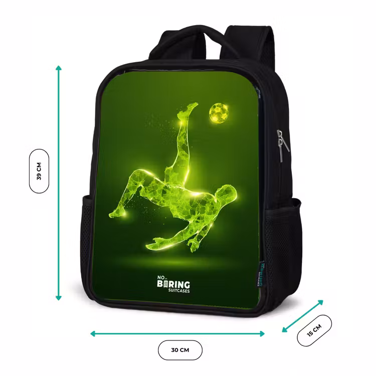 Kinderrugzak - Zwart - Groene neon omhaal in actie — 5