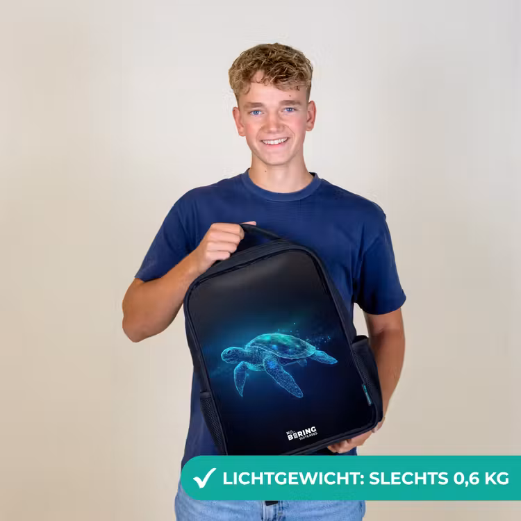Kinderrugzak - Zwart - Lichtgevende schildpad in digitale oceaan — 2