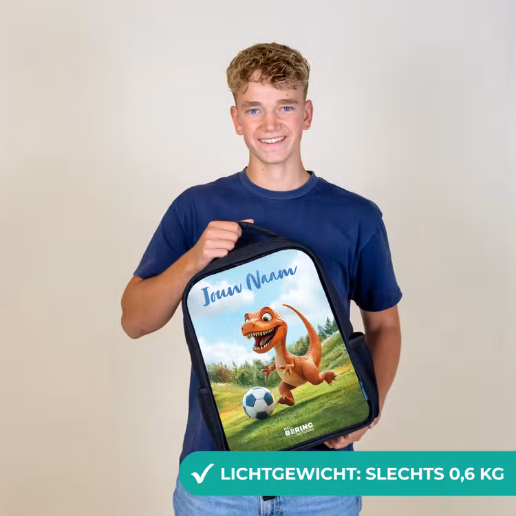 Kinderrugzak met naam - Zwart - Voetbal - Dino - Sport — 2