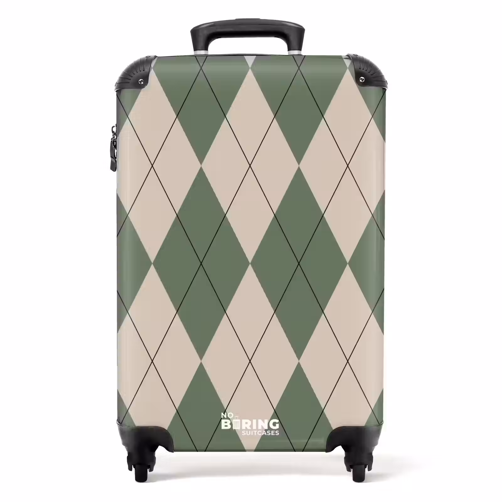 Koffer - Groen met beige ruit patroon — 1