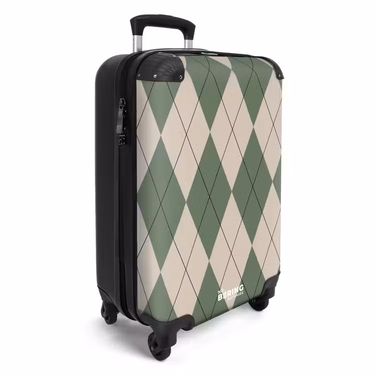 Koffer - Groen met beige ruit patroon — 4