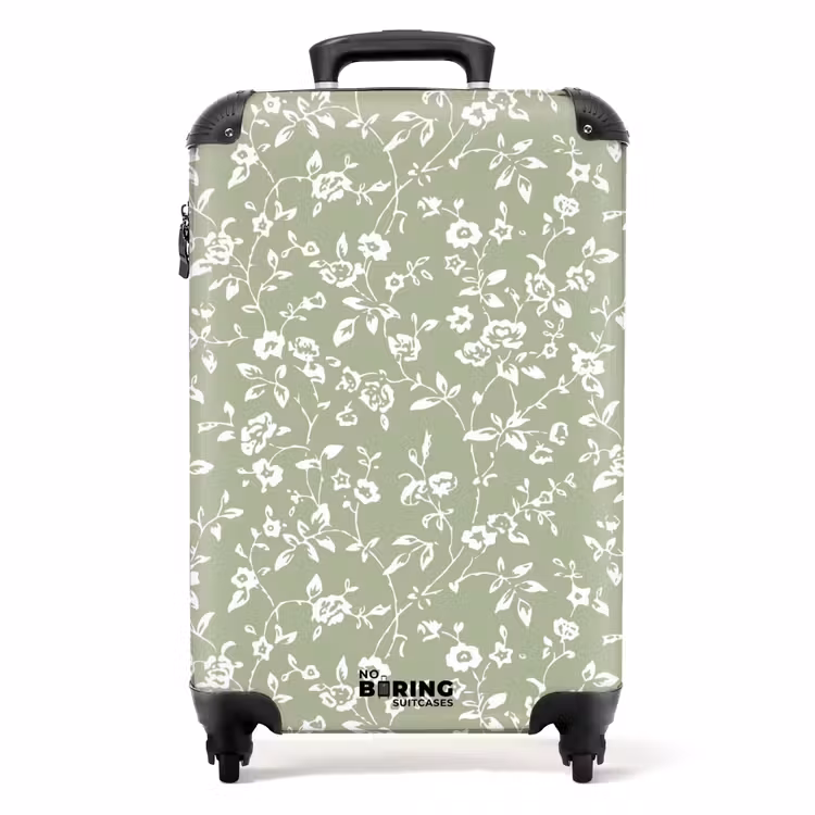 Koffer - Vintage bloemenpatroon - Lichtgroen — 1