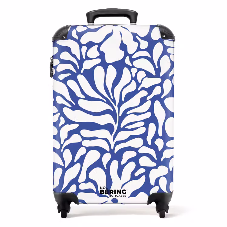 Koffer - Abstract - Blauw/Wit Bloemenpatroon — 1
