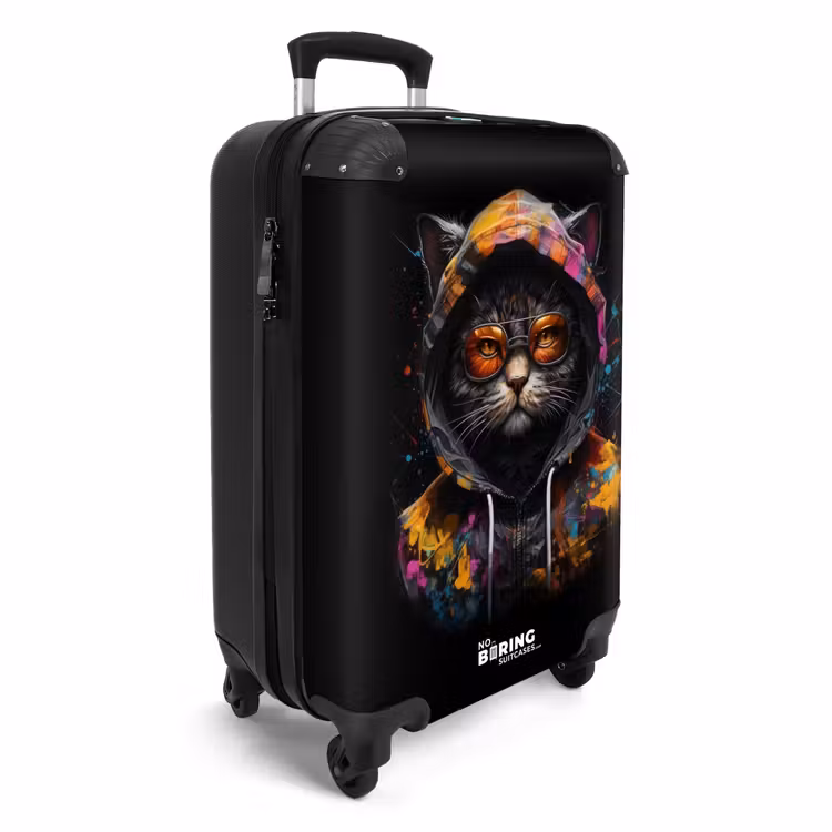 Koffer - Kat met Kleurrijk Vest en Oranje Bril — 4