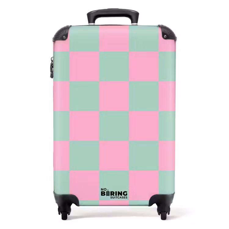 Koffer - Squares - Roze/Mintblauw — 1