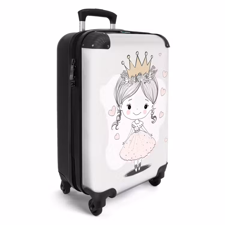 Koffer - Prinses met kroon en roze hartjes — 4