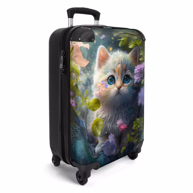 Koffer - Kitten - Bloemen - Bos - Illustratie - Poes — 4